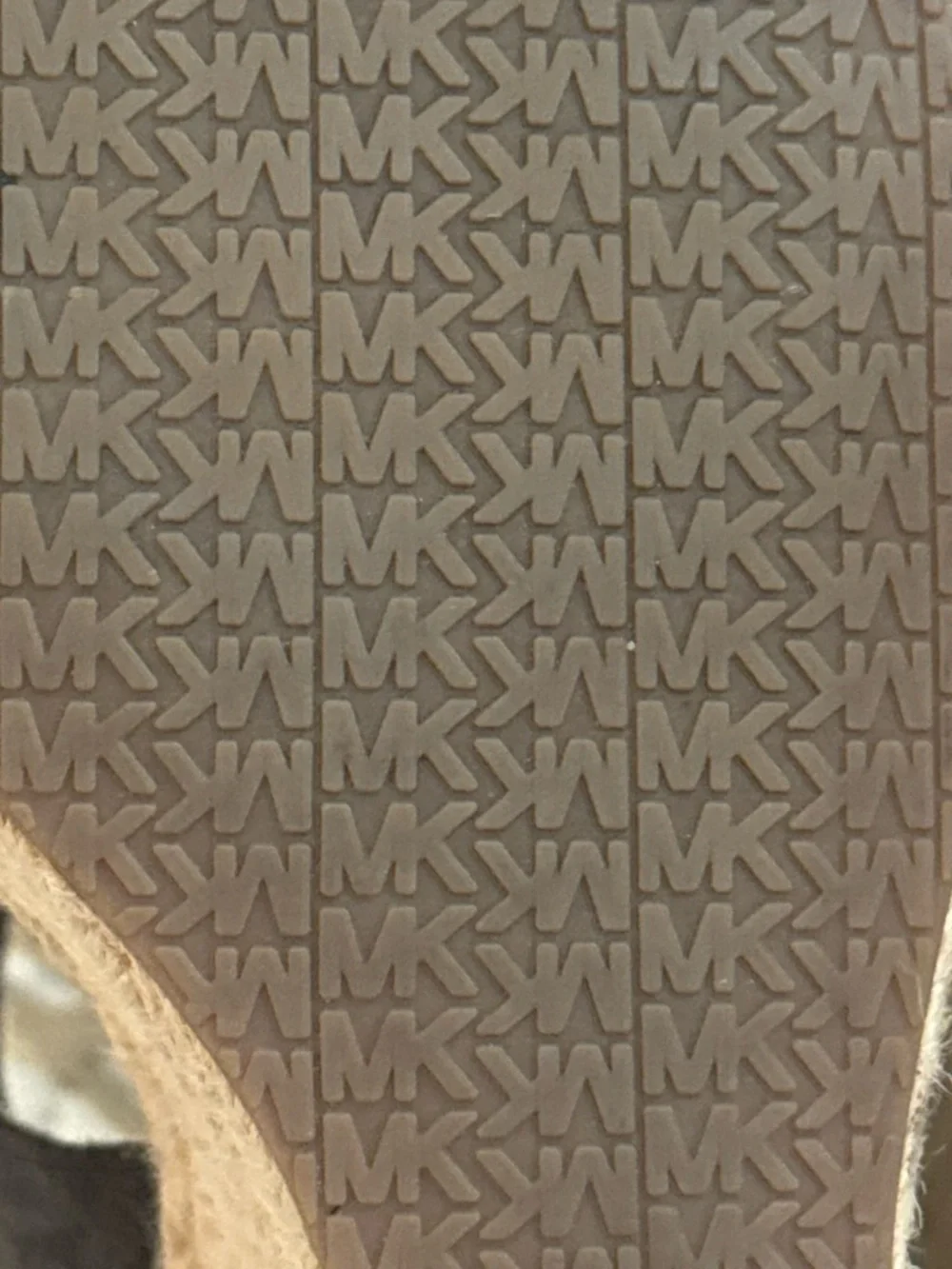Michael Kors Brown Logo Wedge Sandals with Gold Zip Accent